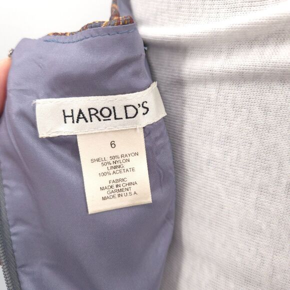 Harold's satin scroll print halter dress Size 6 gold grey knee-length old money - Picture 6 of 9